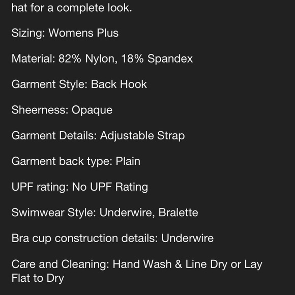 NWT Kona Sol Plus Black Underwire Bikini Top 22W - Picture 7 of 8